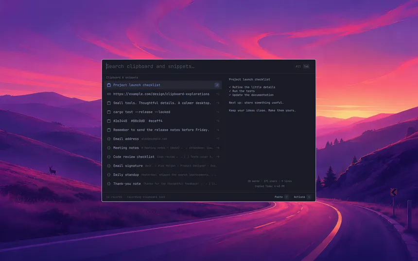 Screenshot of Omarchy Snipboard